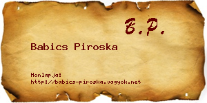 Babics Piroska névjegykártya