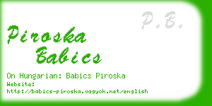 piroska babics business card